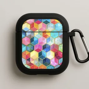 Colourful Honeycomb Pattern AirPods Case eco case for airpods magnetic hook protector