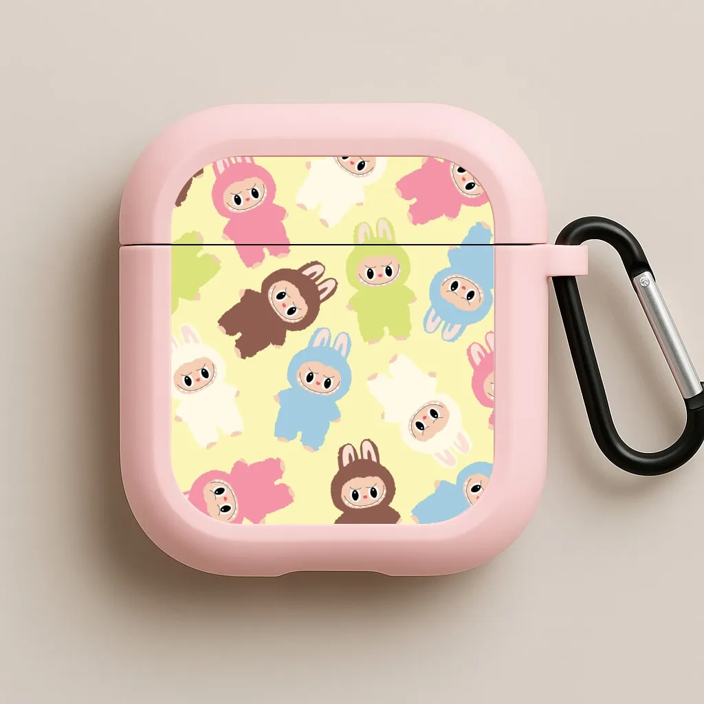 Soft Cushion Interior Universal Compact Holder Colourful Little Monsters Pattern AirPods Case