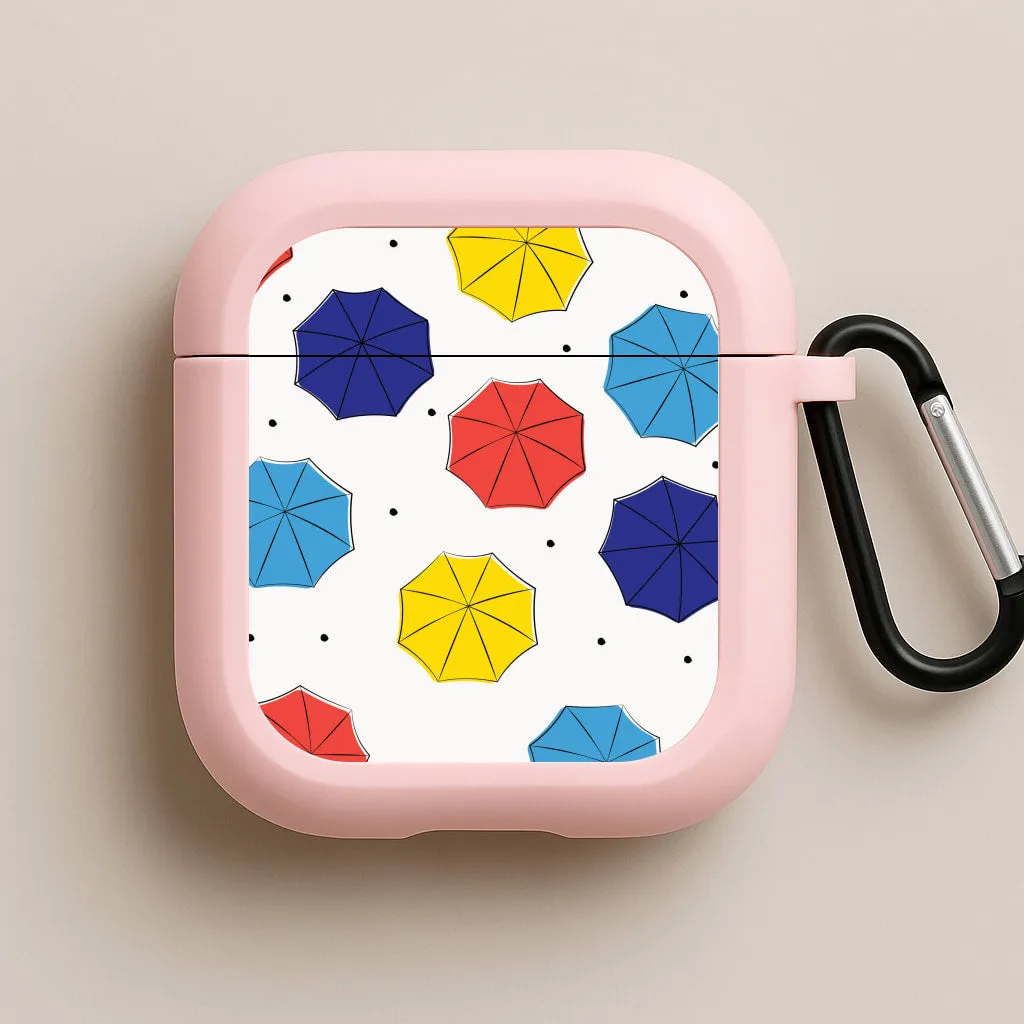 soft flexible gradient commuter protector Colourful Umbrellas Pattern AirPods Case