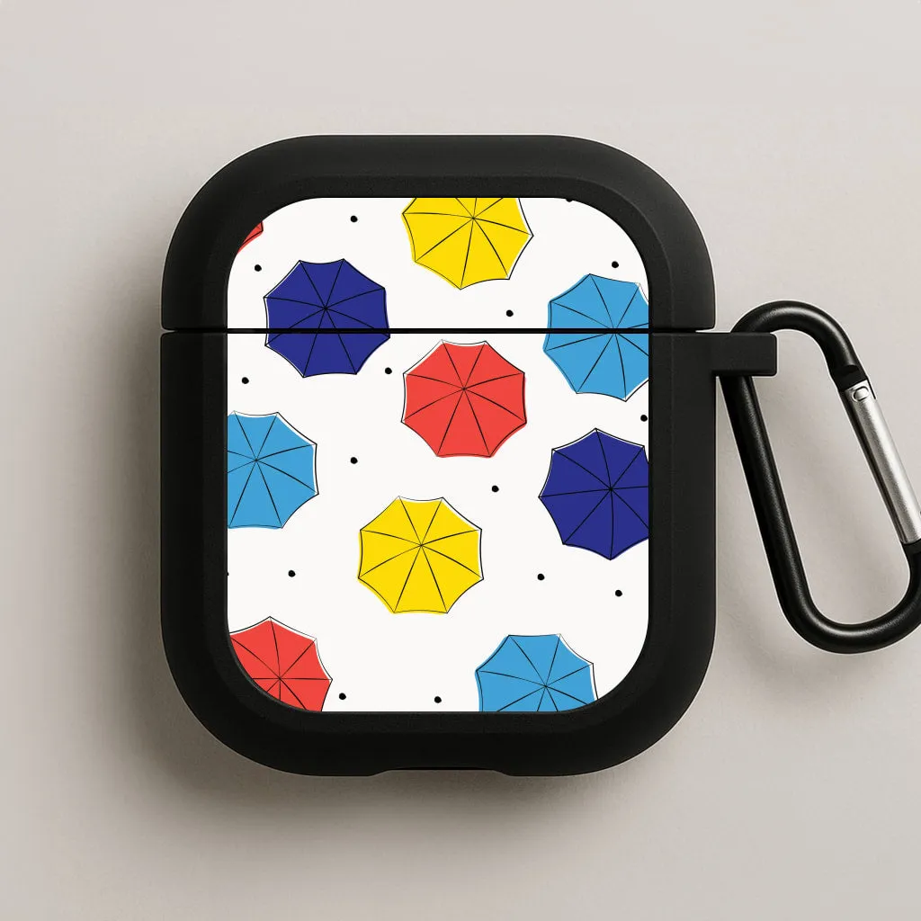 Creative Compact Shell Colourful Umbrellas Pattern AirPods Case