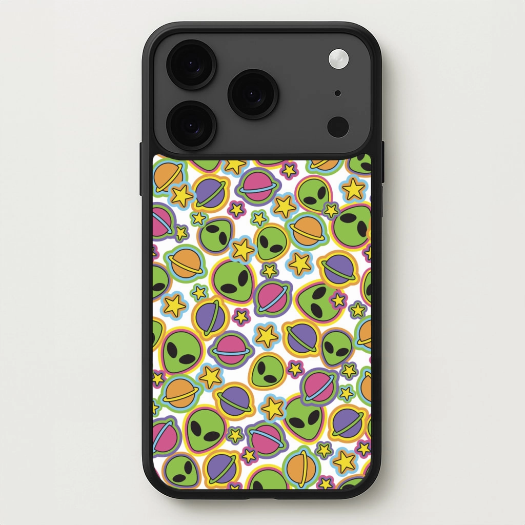 Colourful Aliens And Stars Phone Case Flexible Material