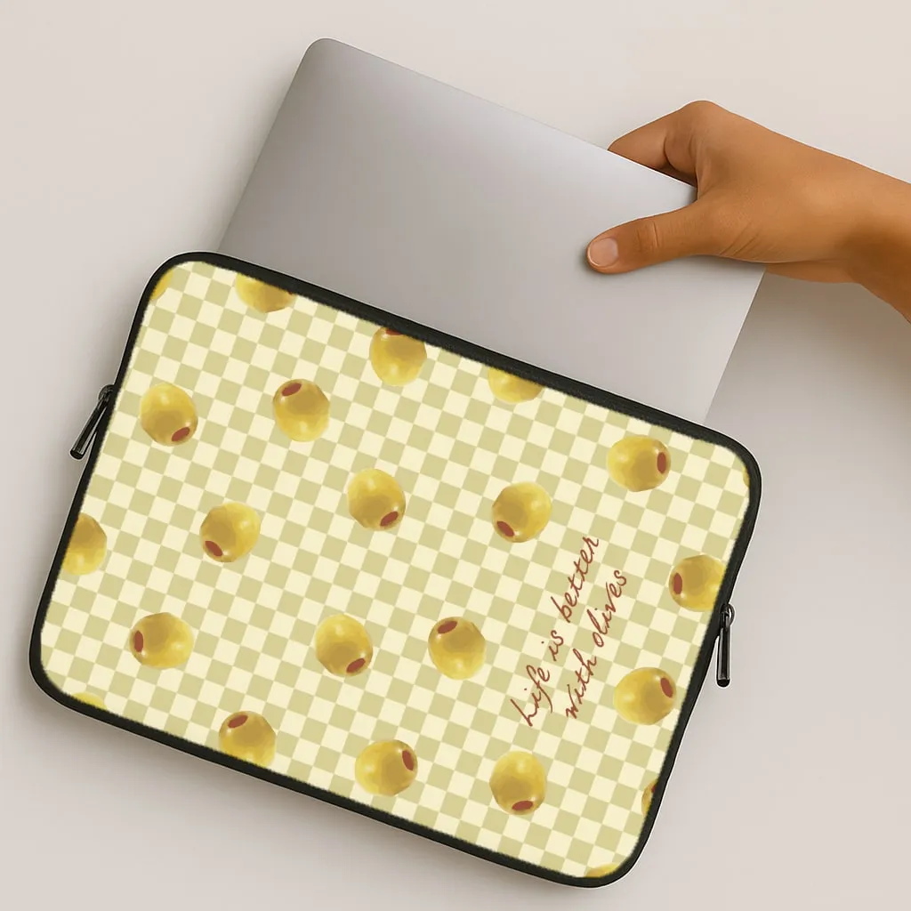Life Is Better With Olives Laptop Sleeve Compact Texture Layer Durable Accessory