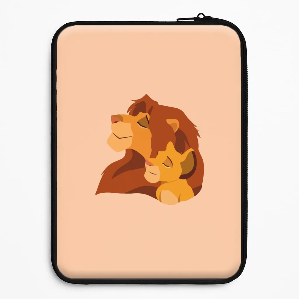 Metal Texture Outdoor Use King Lion And Cub Laptop Sleeve