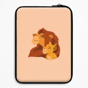 Metal Texture Outdoor Use King Lion And Cub Laptop Sleeve