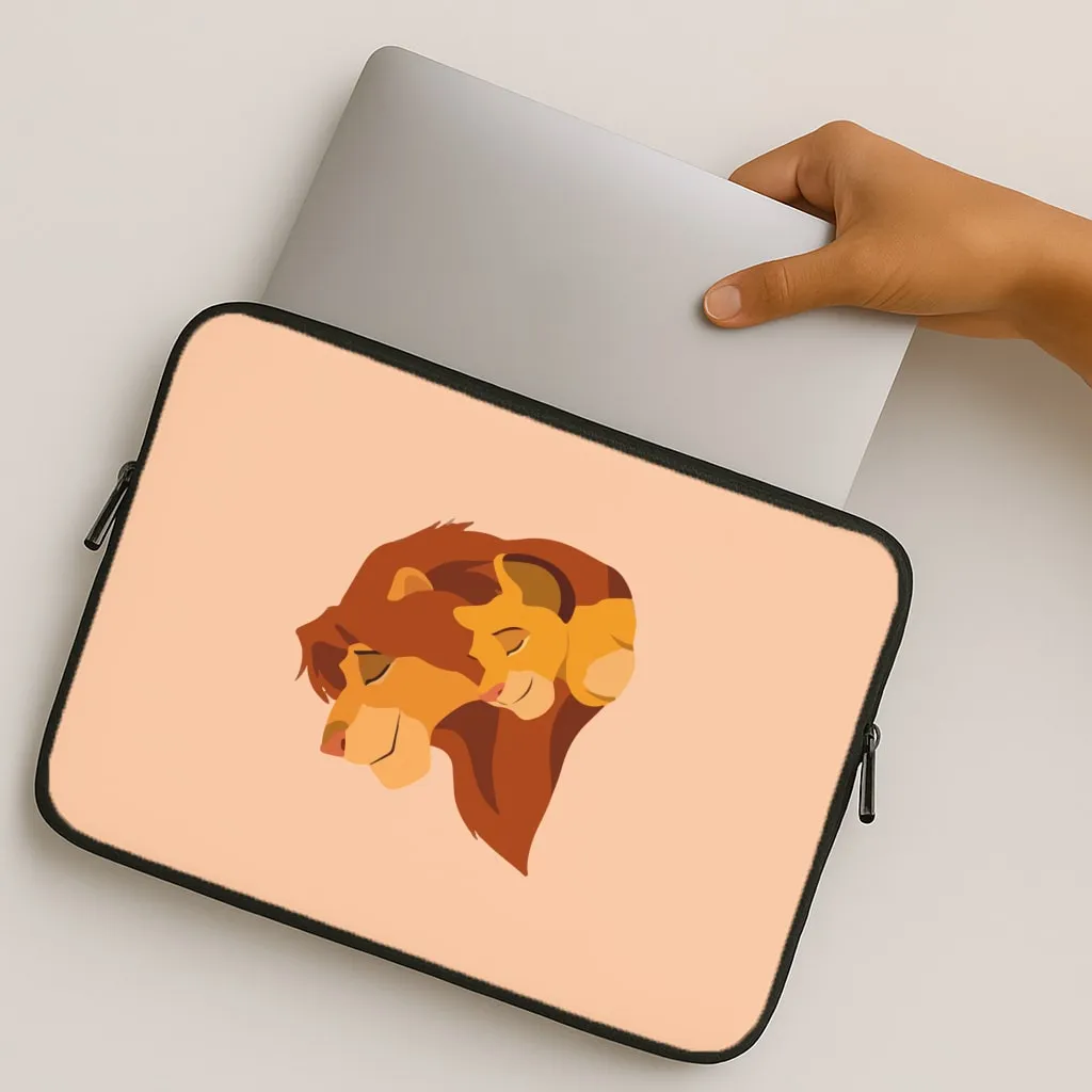 Fashion Design King Lion And Cub Laptop Sleeve