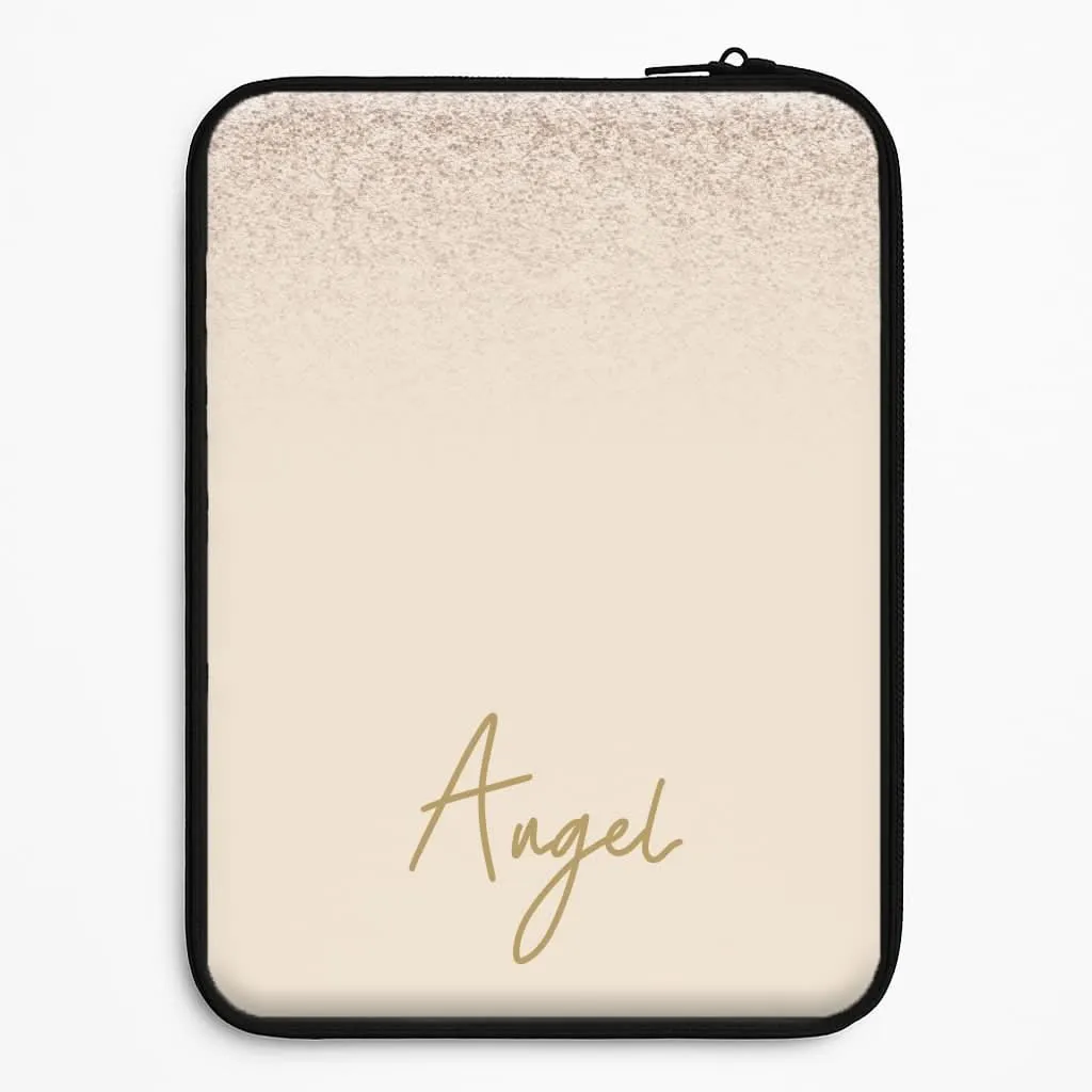 Metal Texture Peach Glitter Personalised Name Laptop Sleeve