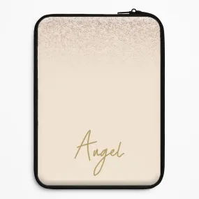 Metal Texture Peach Glitter Personalised Name Laptop Sleeve