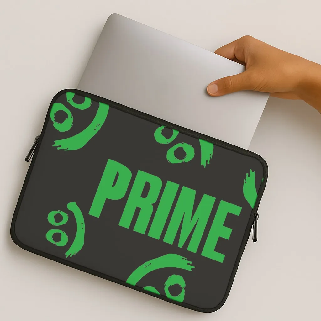 Prime - Green And Black Laptop Sleeve Trendy Detailing