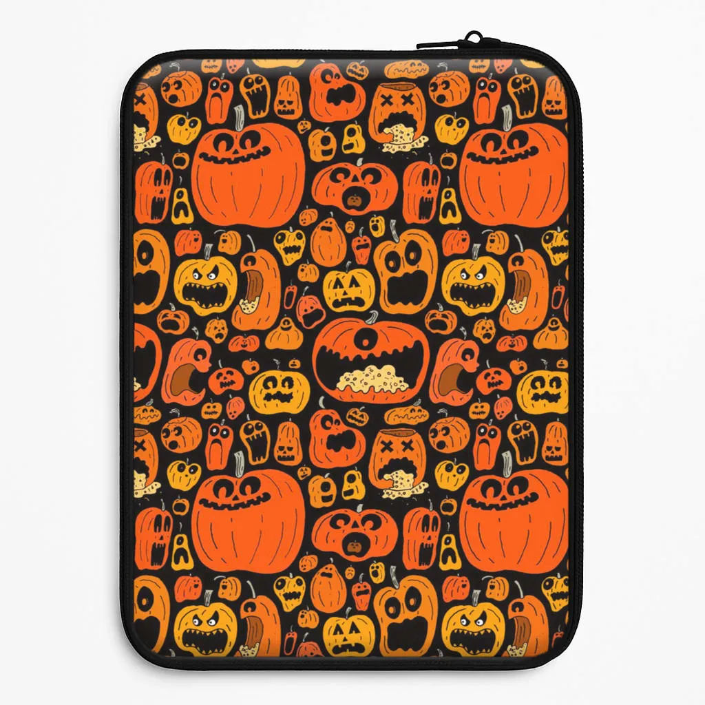 Modern Look Scary Pumpkin Halloween Pattern Laptop Sleeve
