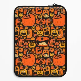 Modern Look Scary Pumpkin Halloween Pattern Laptop Sleeve