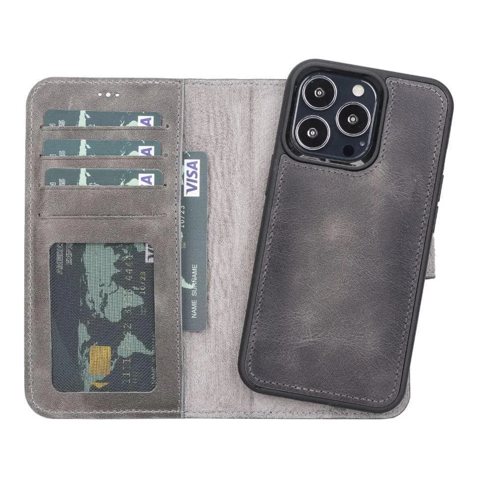 Protective Structure High-End Detail Carter Detachable Leather Wallet Case ?C iPhone 13 Pro Max, Vesselle Gray