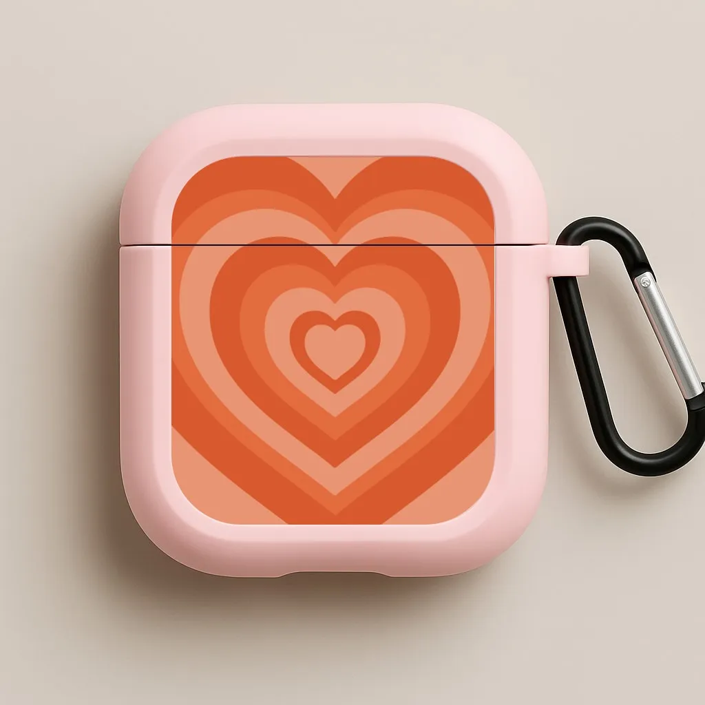 Orange - Colourful Hearts AirPods Case vintage neon leather airpods case