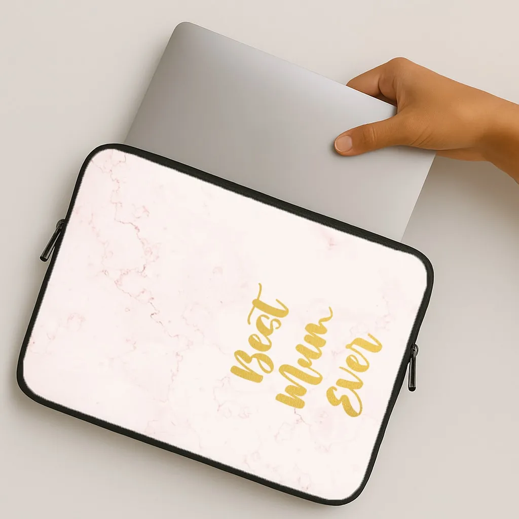 Golden Best Mum Ever Laptop Sleeve Luxury Pattern