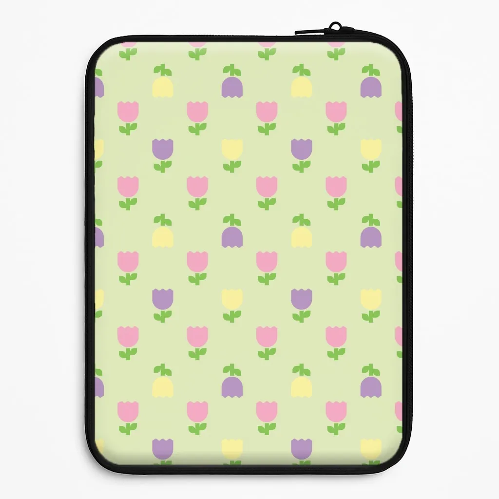 Pastel Tulips Pattern Laptop Sleeve Daily Durability