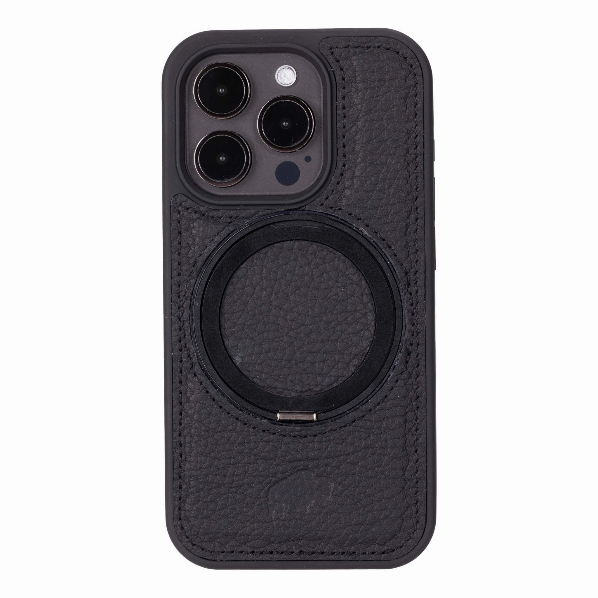 Loop Leather Snap-On Case ?C iPhone 15 Pro, Pebble Black Minimal Pattern Urban Style