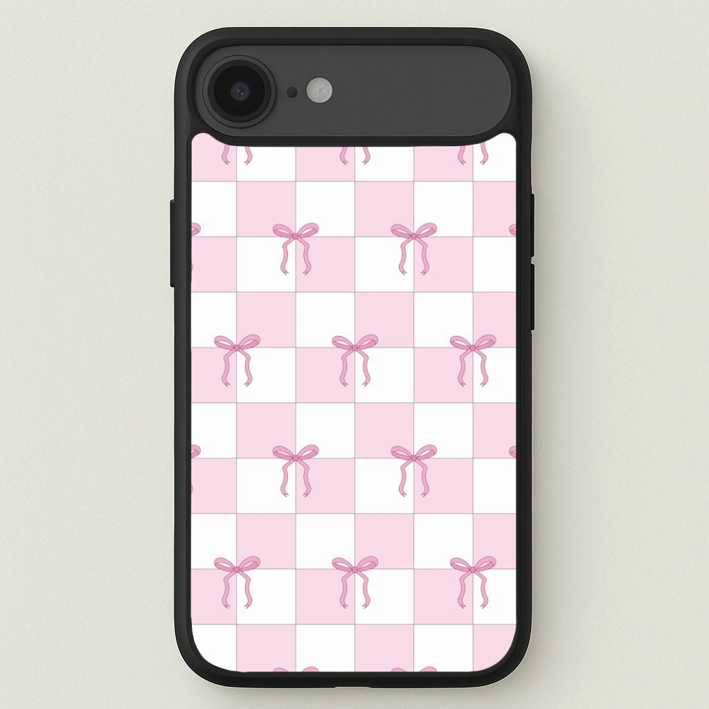 Checkered Pink Coquette Bows Phone Case Smooth Edge Design Refined Form