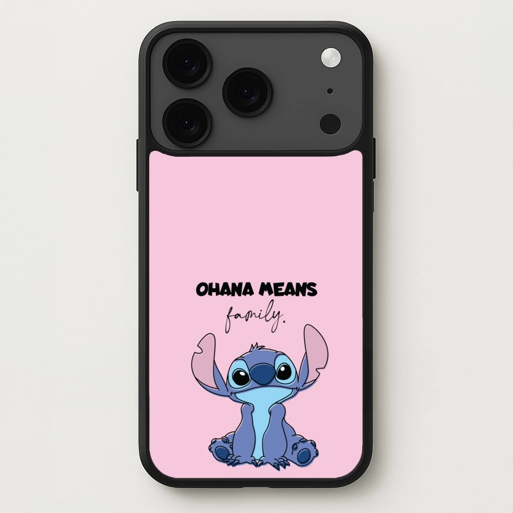 Minimal Comfort Ohana Means Family Pink Phone Case
