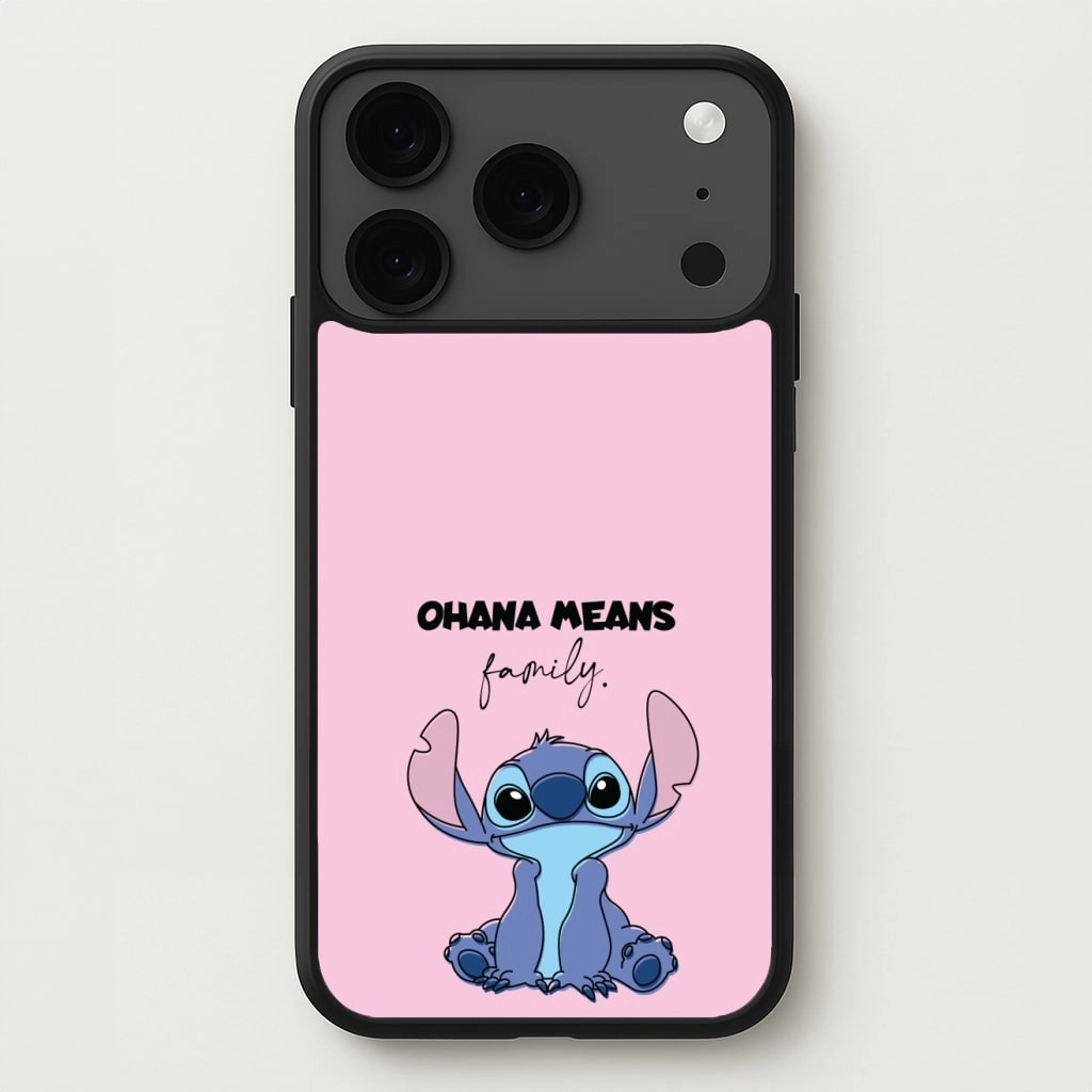Water Resistant Portable Fit Ohana Means Family Pink Phone Case