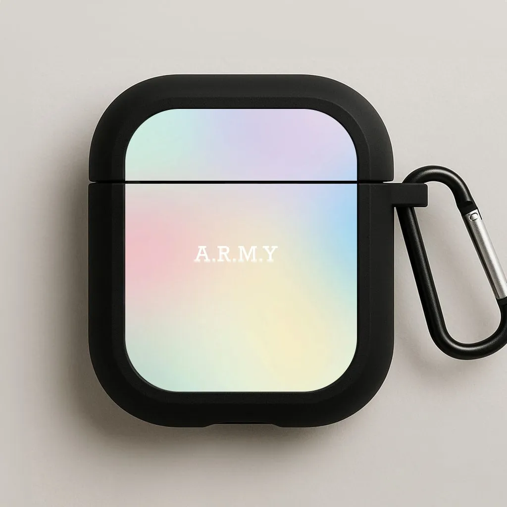 minimalist travel silicone airpods cover A.R.M.Y - K Pop AirPods Case
