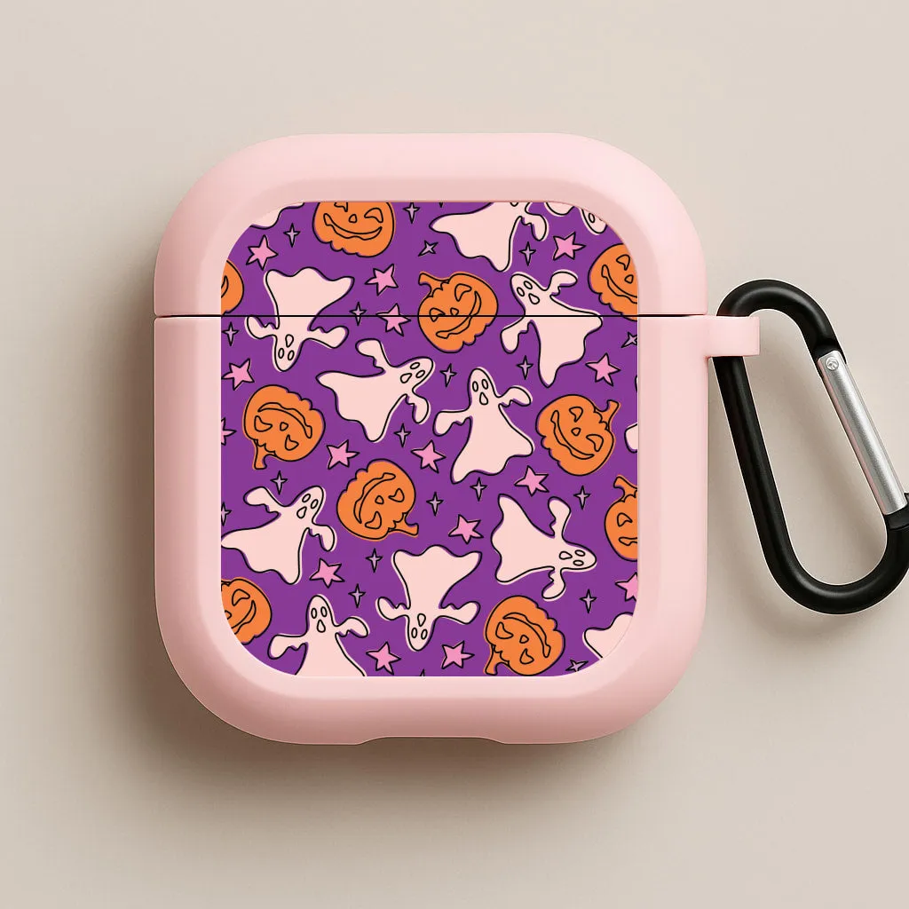portable ergonomic pocket silicone shell Abstract Halloween Pattern AirPods Case