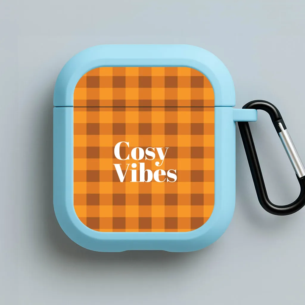 Checkered Cosy Vibes AirPods Case Stylish Silicone Finish lightweight magnetic closure