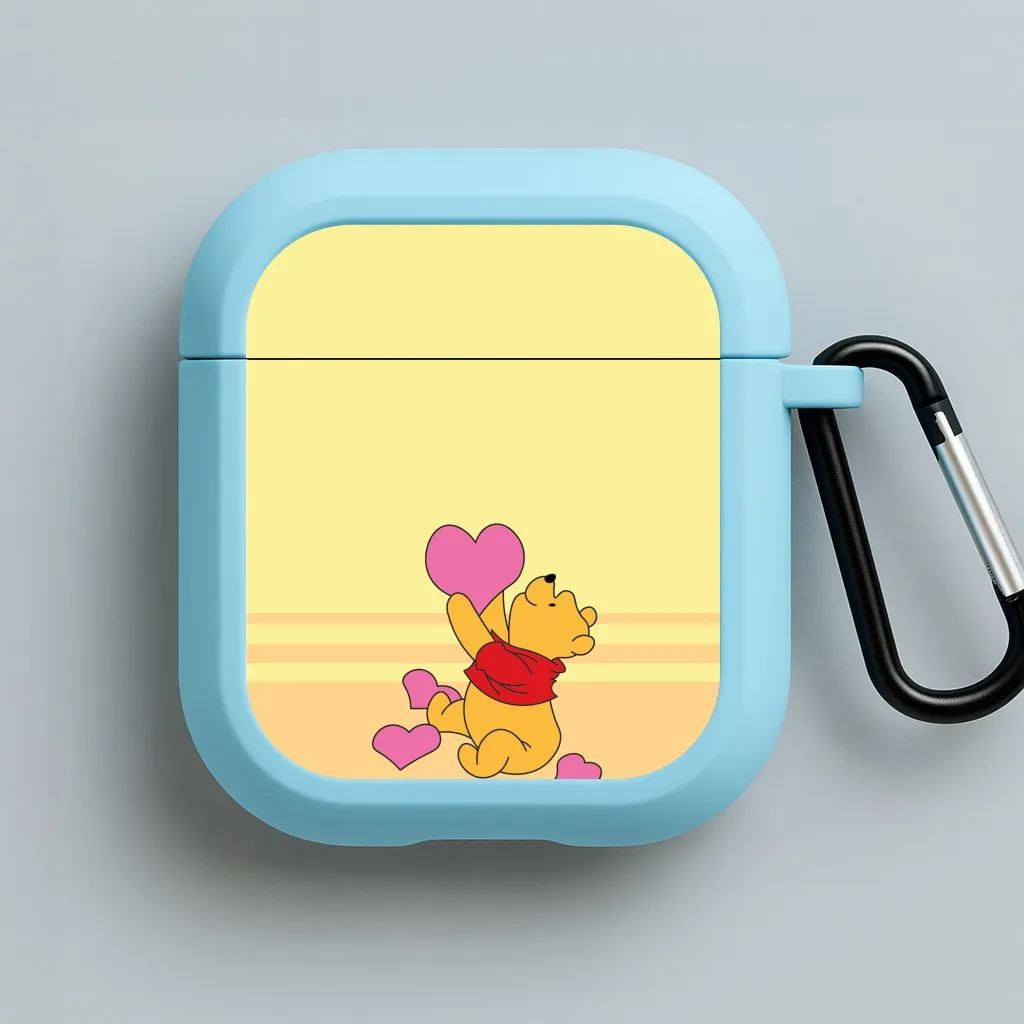 Pooh Love Heart Balloons Valentine's AirPods Case soft flexible commuter airpods protector