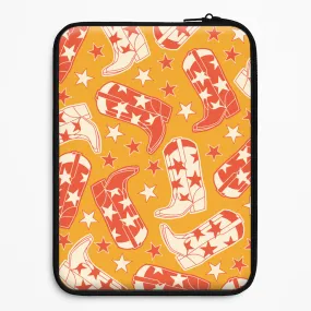 Luxury Layer Texture Simple Look Cartoon Cowboy Boots And Stars Pattern Laptop Sleeve