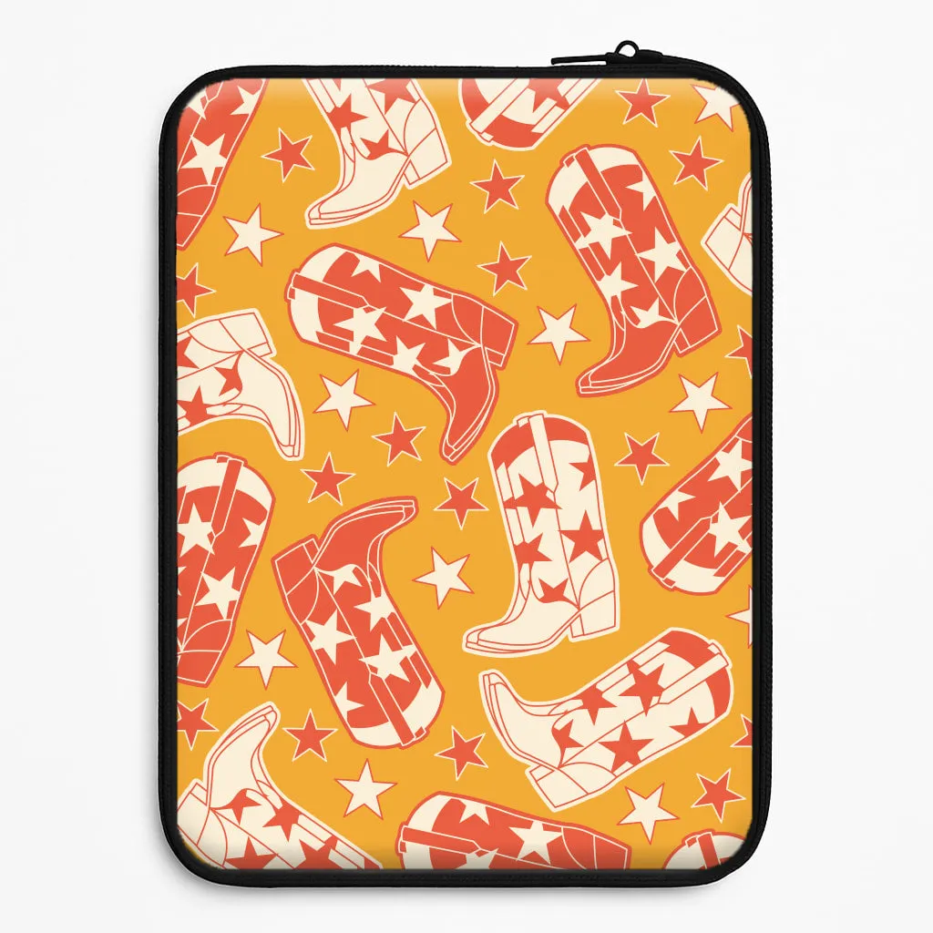 Luxury Layer Texture Simple Look Cartoon Cowboy Boots And Stars Pattern Laptop Sleeve
