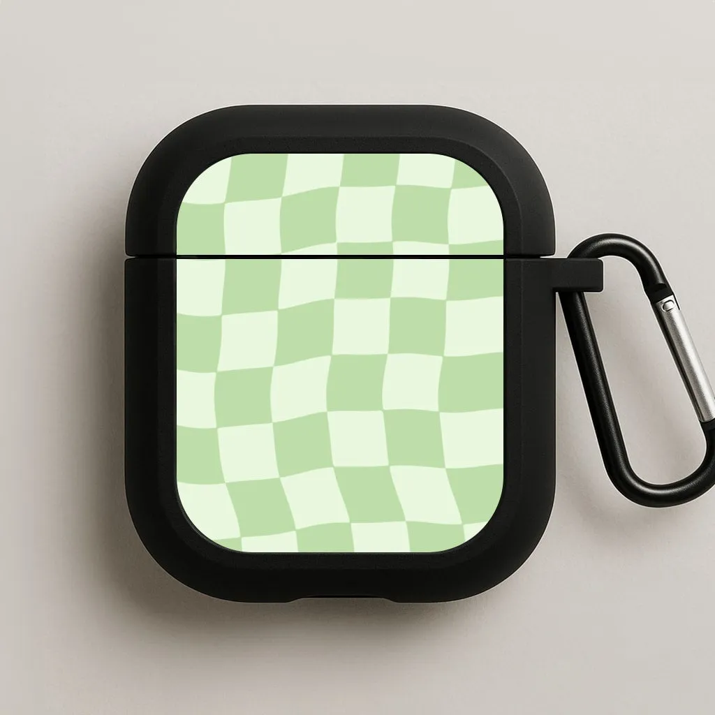 Green Checkers AirPods Case Minimal Look Case