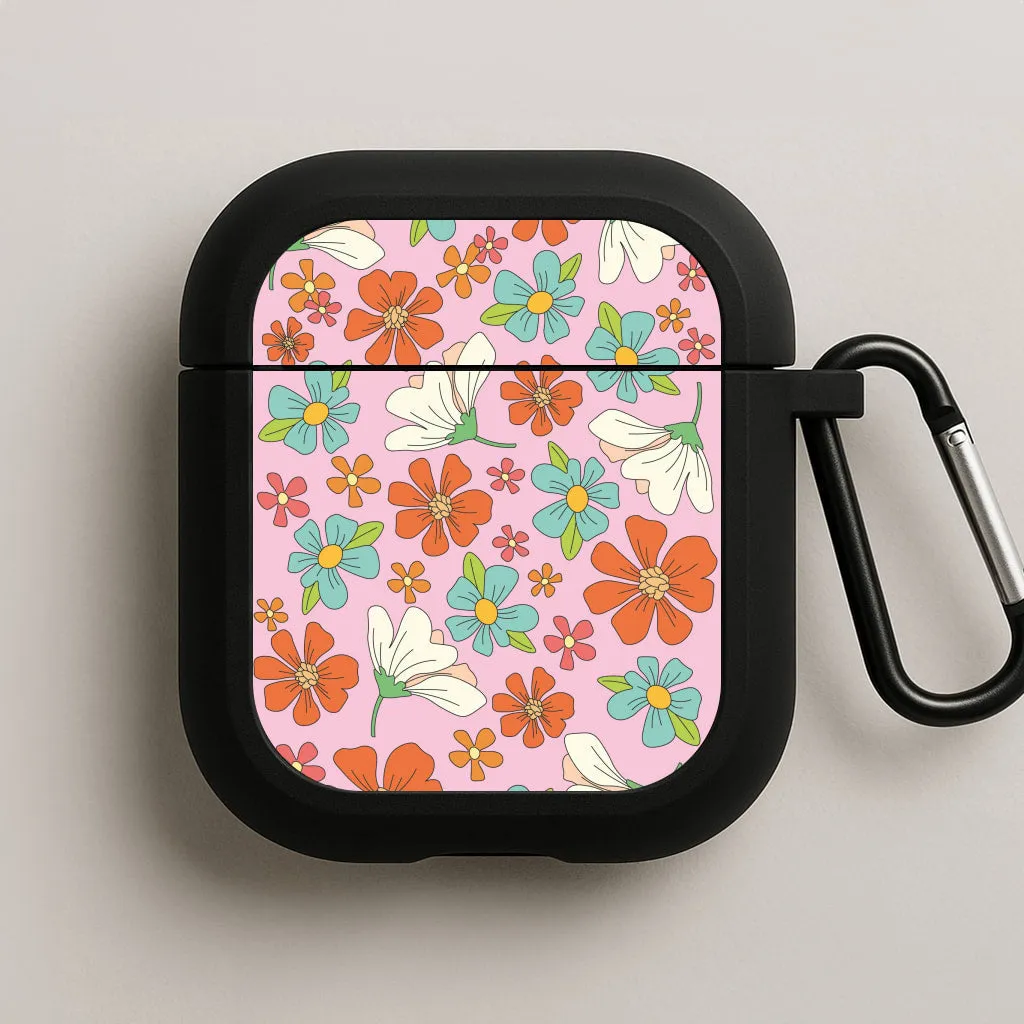Pink Flower Pattern - Mothers Day AirPods Case Functional Silicone Grip