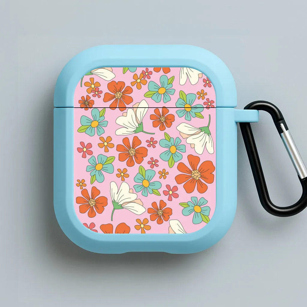 portable ergonomic neon handmade travel silicone airpods protector sporty airpods case Pink Flower Pattern - Mothers Day AirPods Case