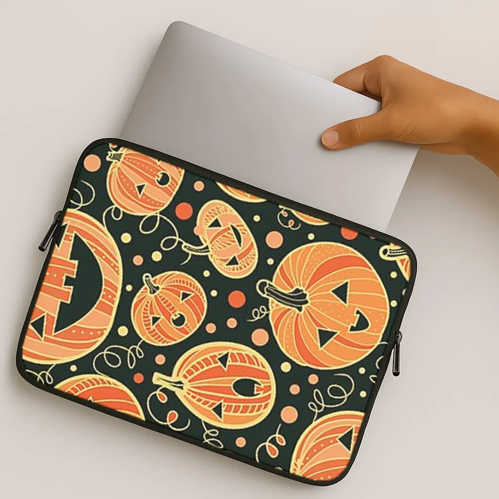 Modern Edge Layer Polished Texture Pumpkin Pattern Laptop Sleeve