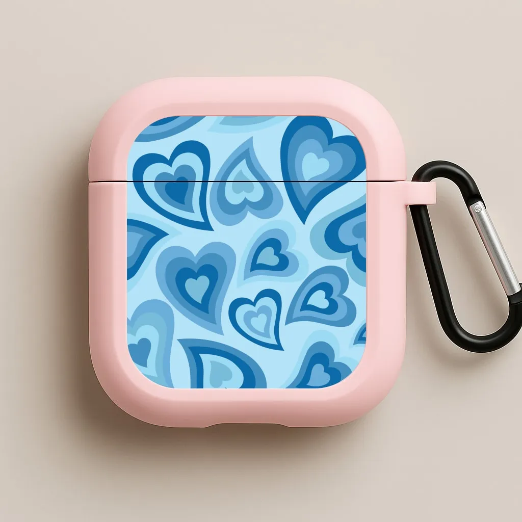Blue Hearts - Trippy Patterns AirPods Case Durable Protection Sleeve Compact Design Holder