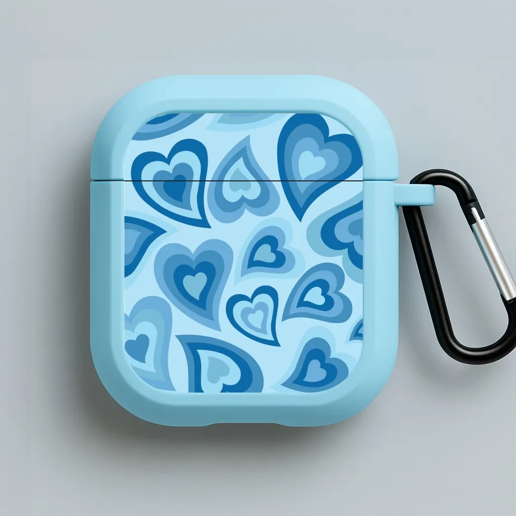 dustproof storage protector Blue Hearts - Trippy Patterns AirPods Case