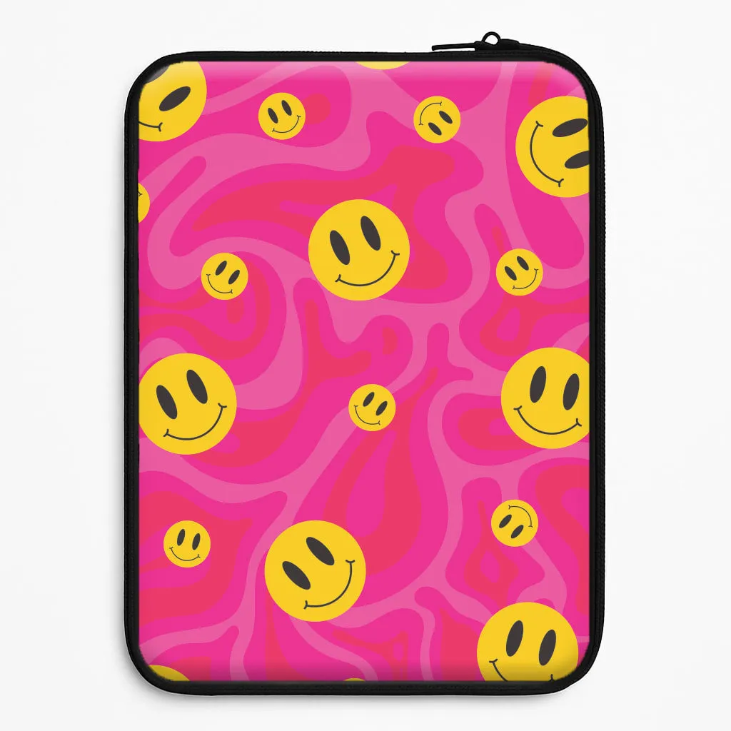 Waterproof Design Pink Wavey Smileys Pattern Laptop Sleeve