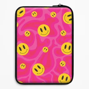 Waterproof Design Pink Wavey Smileys Pattern Laptop Sleeve