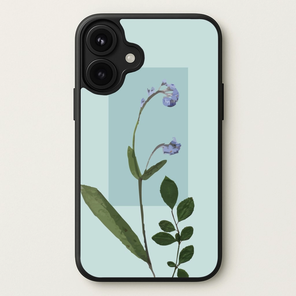 Abstract Blue Pressed Flower Phone Case Stylish Surface Design Colorful Finish