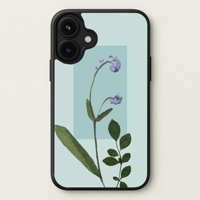 Abstract Blue Pressed Flower Phone Case Stylish Surface Design Colorful Finish