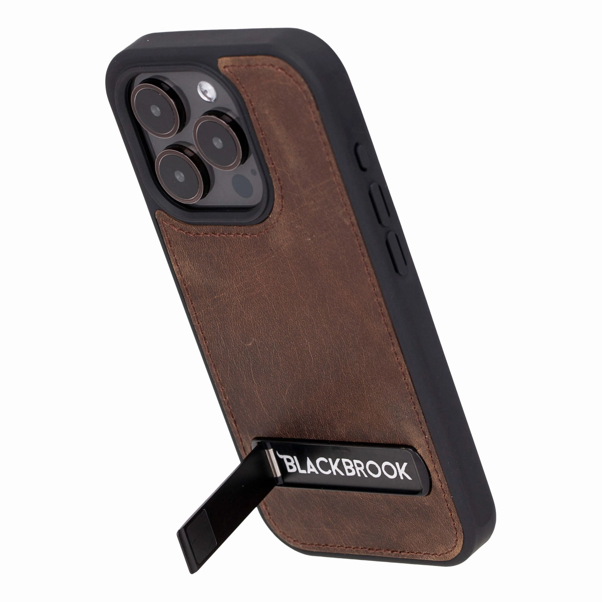 Reed Leather Snap?On Case with Stand ?C iPhone 15 Pro, Distressed Coffee Wireless Compatible