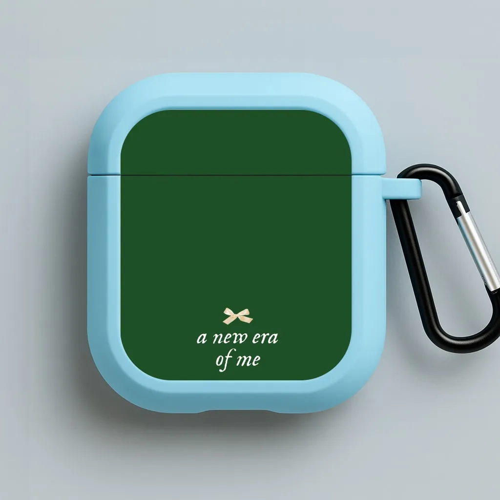 Coquette A New Era Of Me Green AirPods Case compact pastel travel airpods protector portable silicone commuter shell