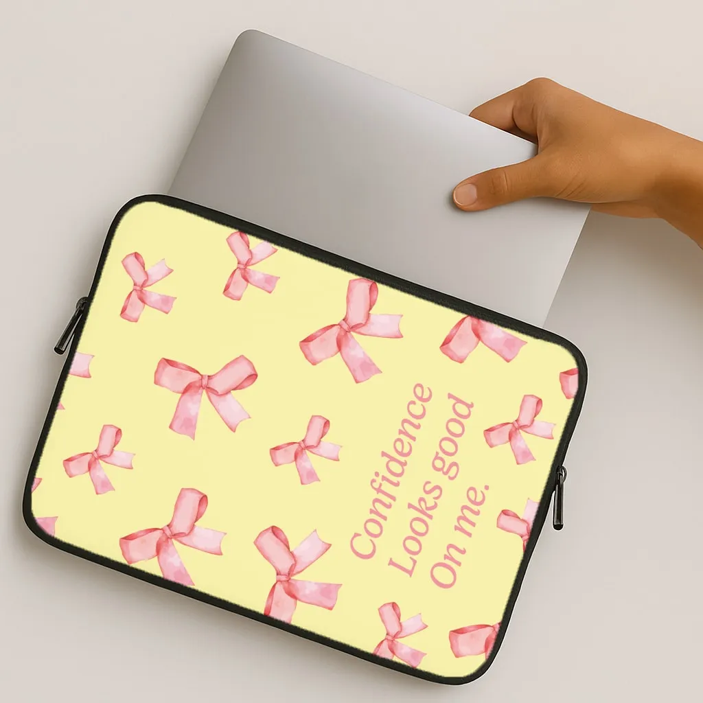 Coquette Confidence Looks Good On Me Laptop Sleeve Easy Removal Protective Edge
