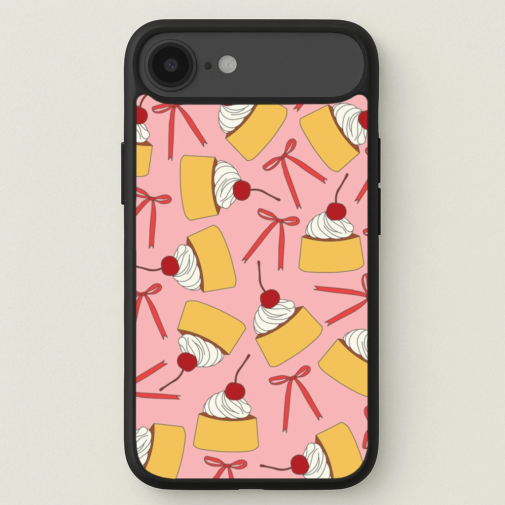 Flexible Feel Color Pattern Coquette Bows And Pudding Pattern Phone Case