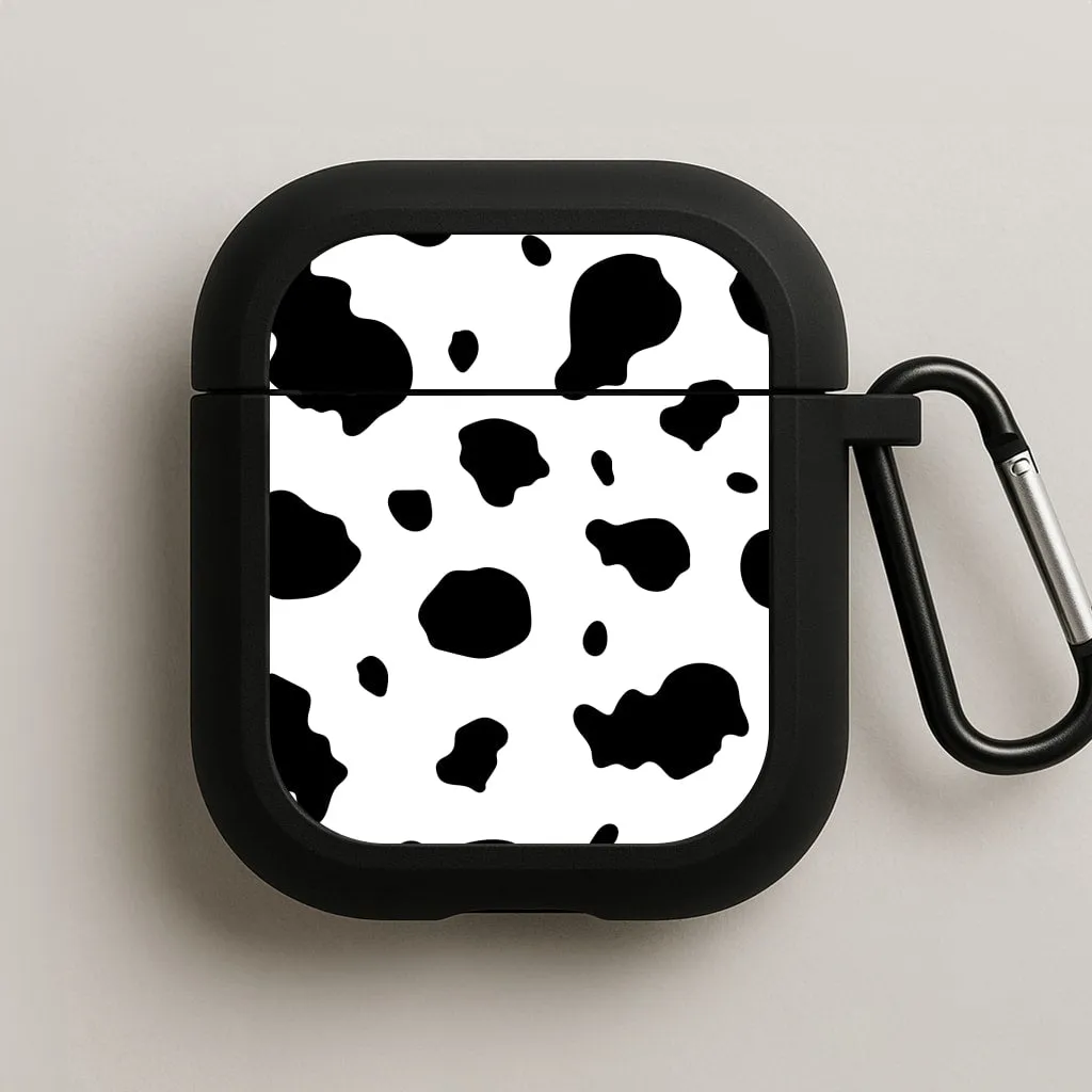 portable pocket leather airpods shell Cow Print 2 AirPods Case