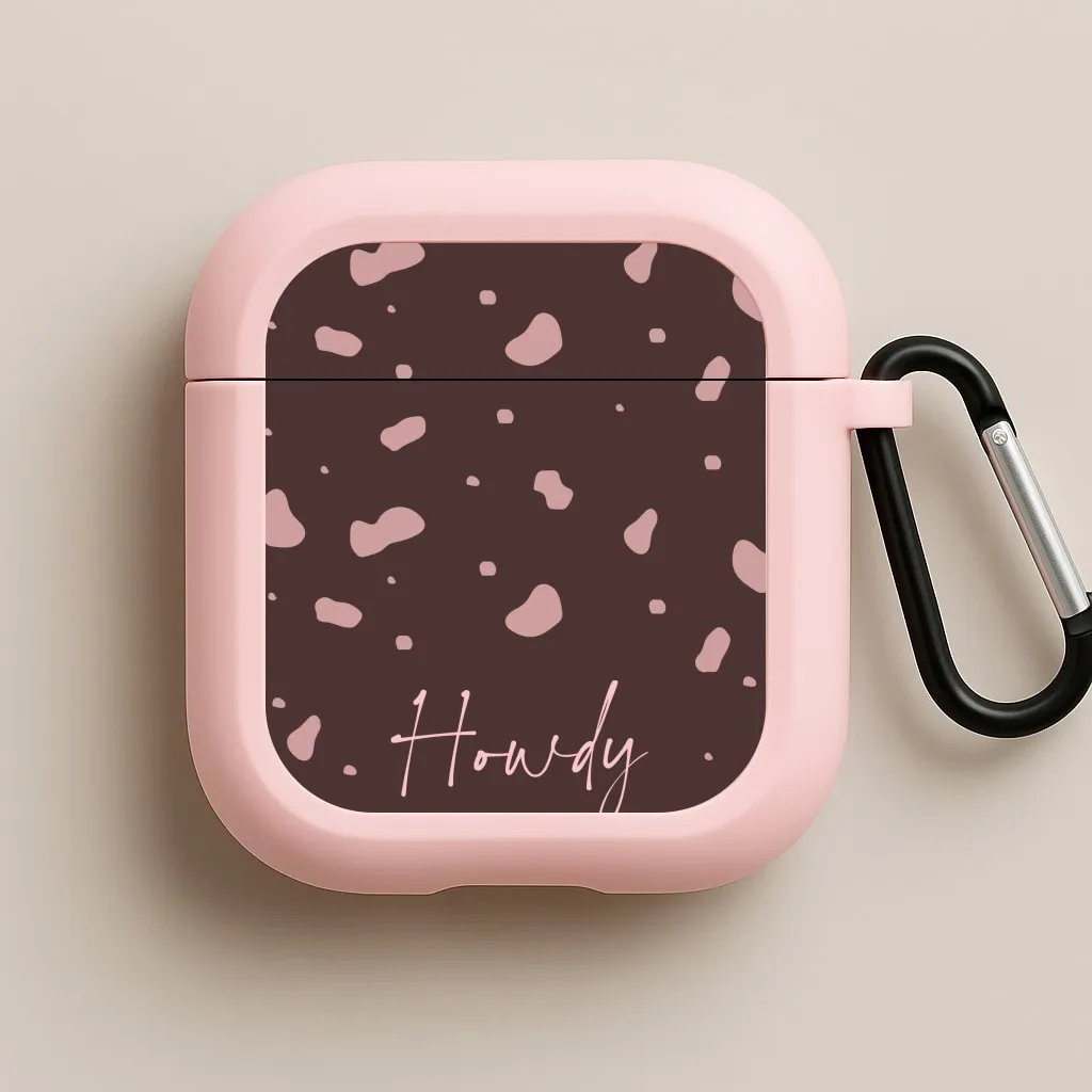 airpods case for commuters Travel Friendly Pouch Cow Print Howdy AirPods Case