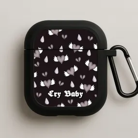 Cry Baby Monochrome Hearts Pattern AirPods Case luxury edition earbuds protector minimalist sporty leather airpods protector