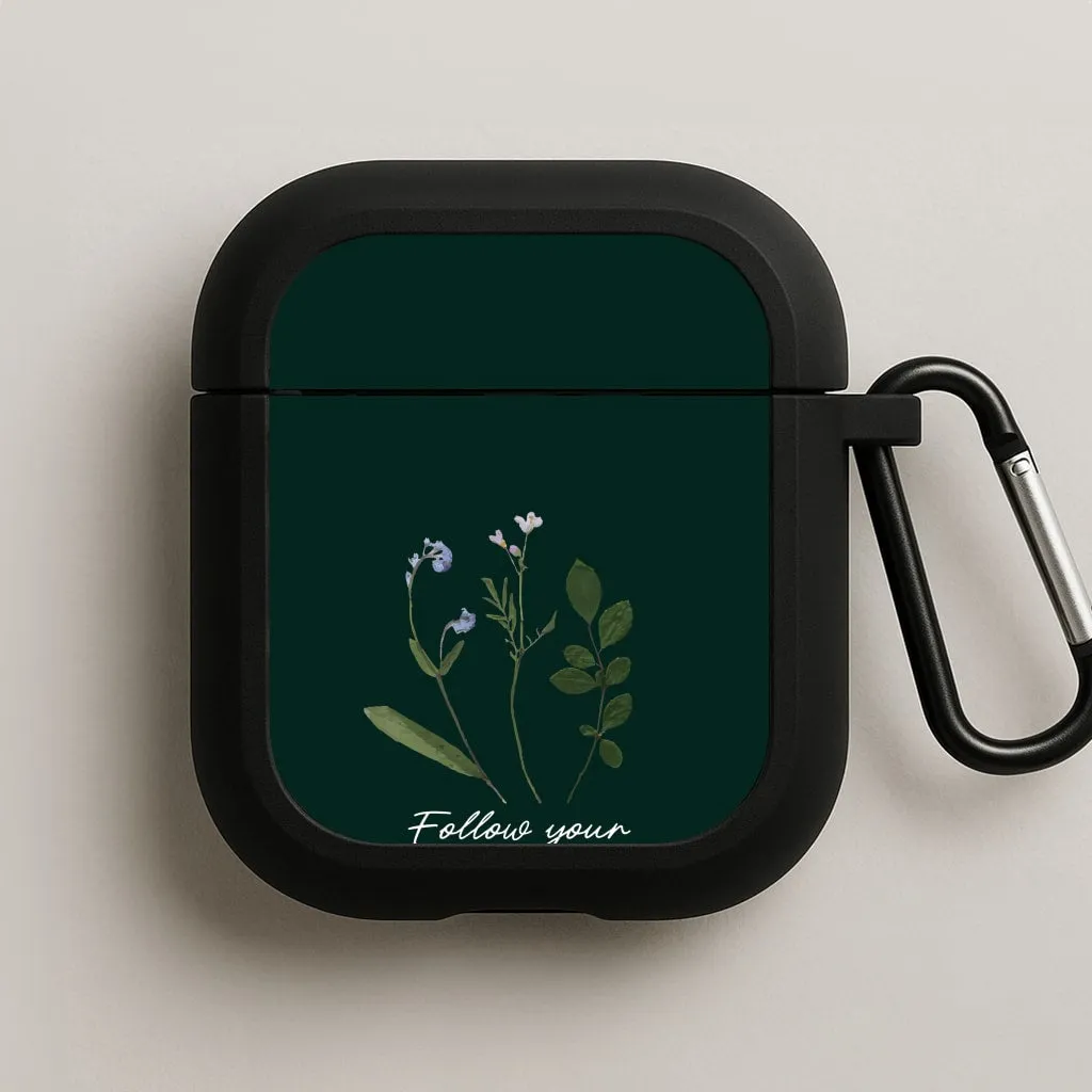 Follow Your Own Path Dark Green AirPods Case strong grip texture case airpods case for students