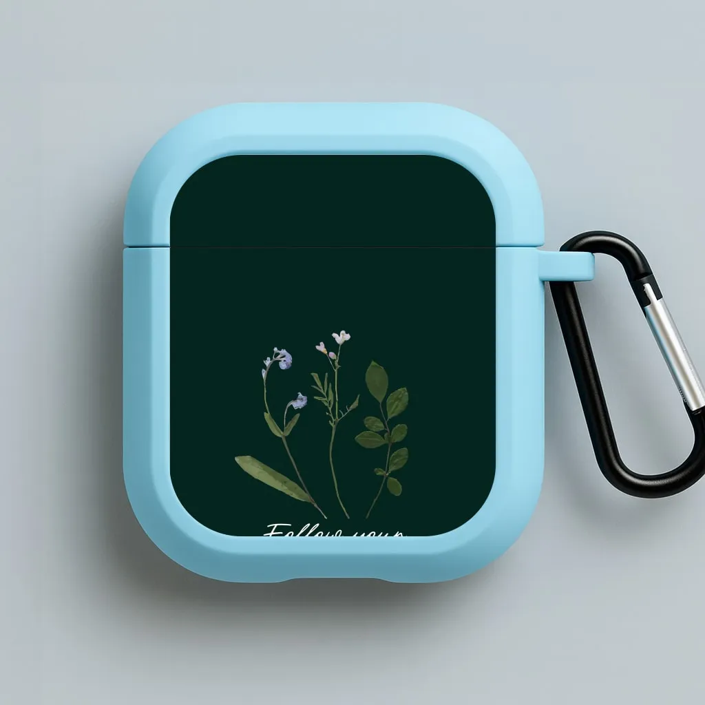 Minimalist Tech Organizer Follow Your Own Path Dark Green AirPods Case