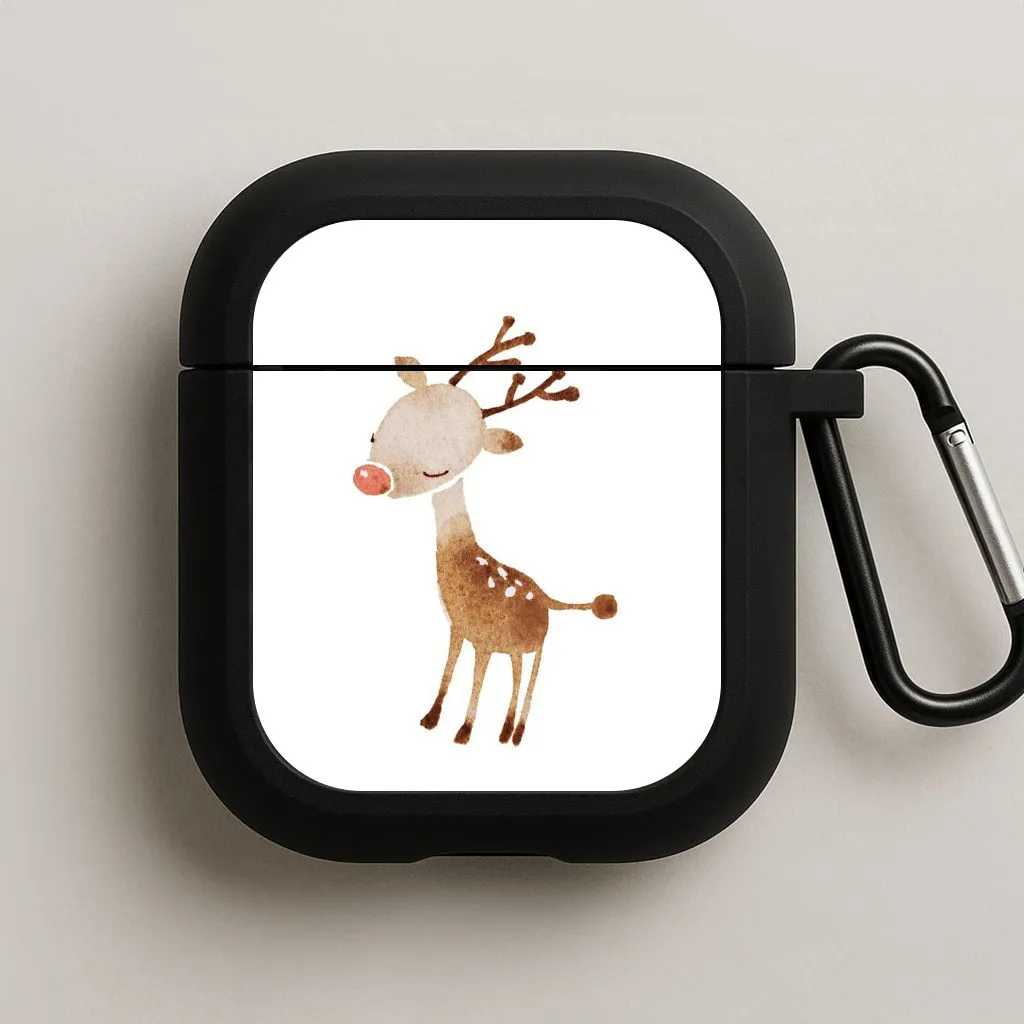 Watercolour Rudolph The Reindeer AirPods Case Soft Smooth Coating durable ergonomic neon silicone airpods case