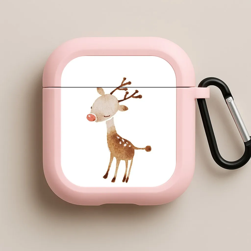 waterproof airpods shell Watercolour Rudolph The Reindeer AirPods Case