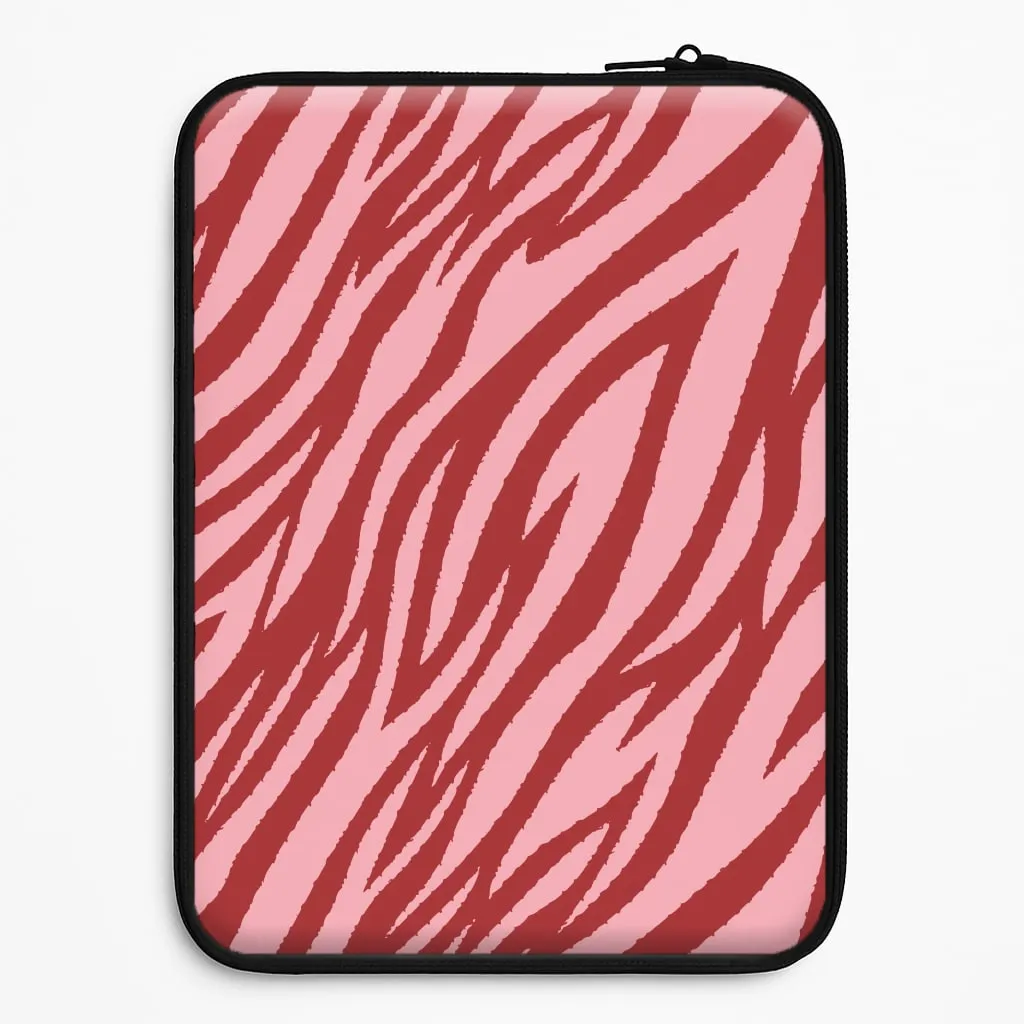 easy installation Soft Feel Red And Pink Tiger Print Laptop Sleeve